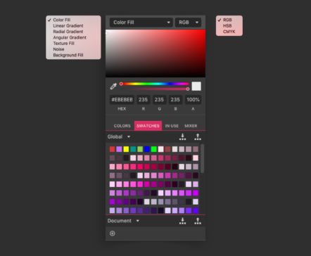 Color picker and fill types - Corel Vector Help