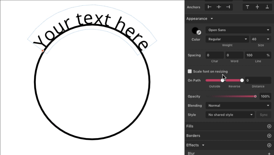 Create text designs along a path